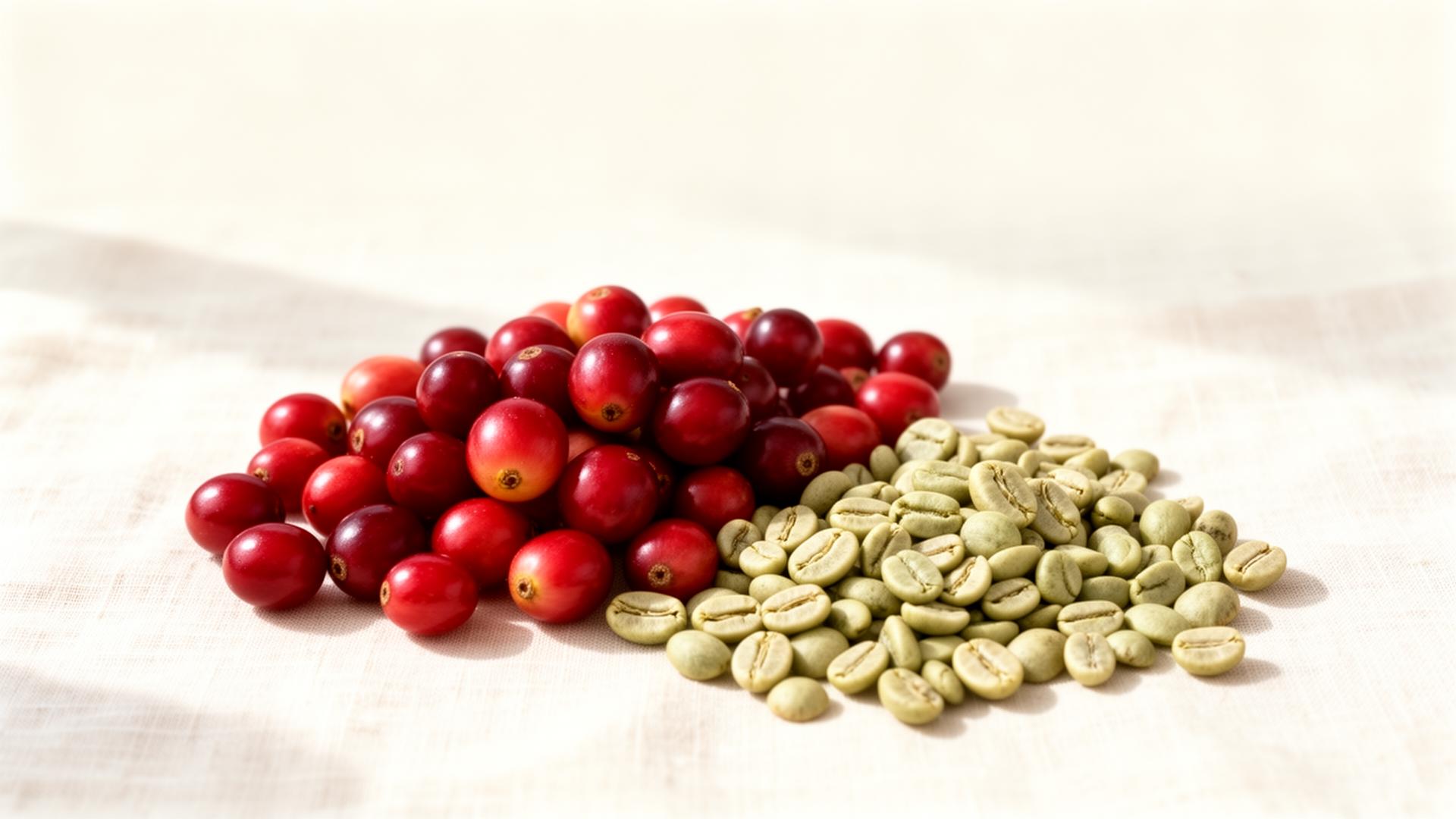 Speciality coffee cherries and green beans