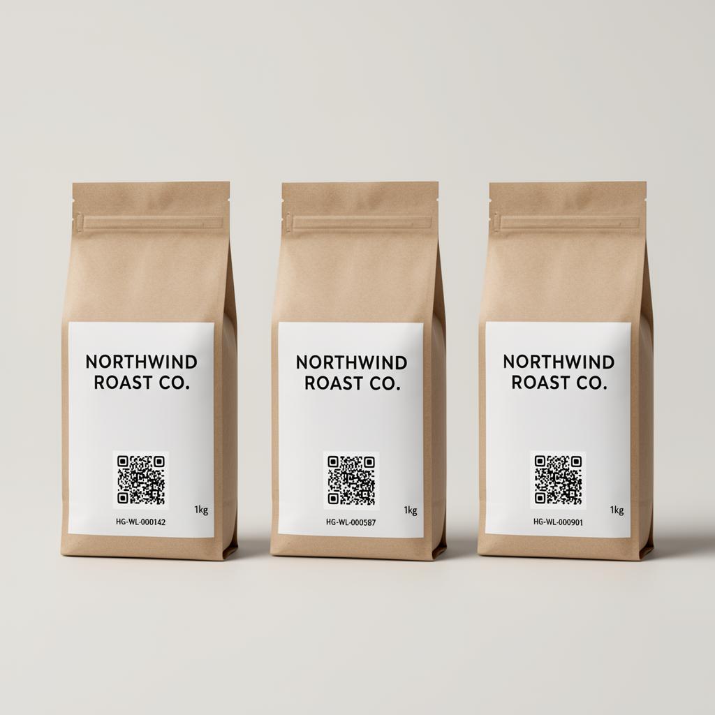 Three fictitious retail packs each with a unique HaloLink QR.